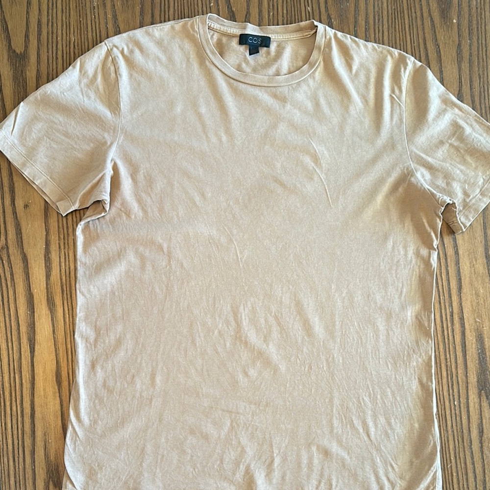 COS Tan Short Sleeve Tee Classic Cotton